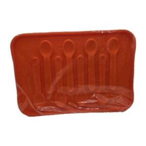 Pampered Chef orange Silicone Spoon Mold DIY Chocolate Cookie Candy Makes 8 EUC